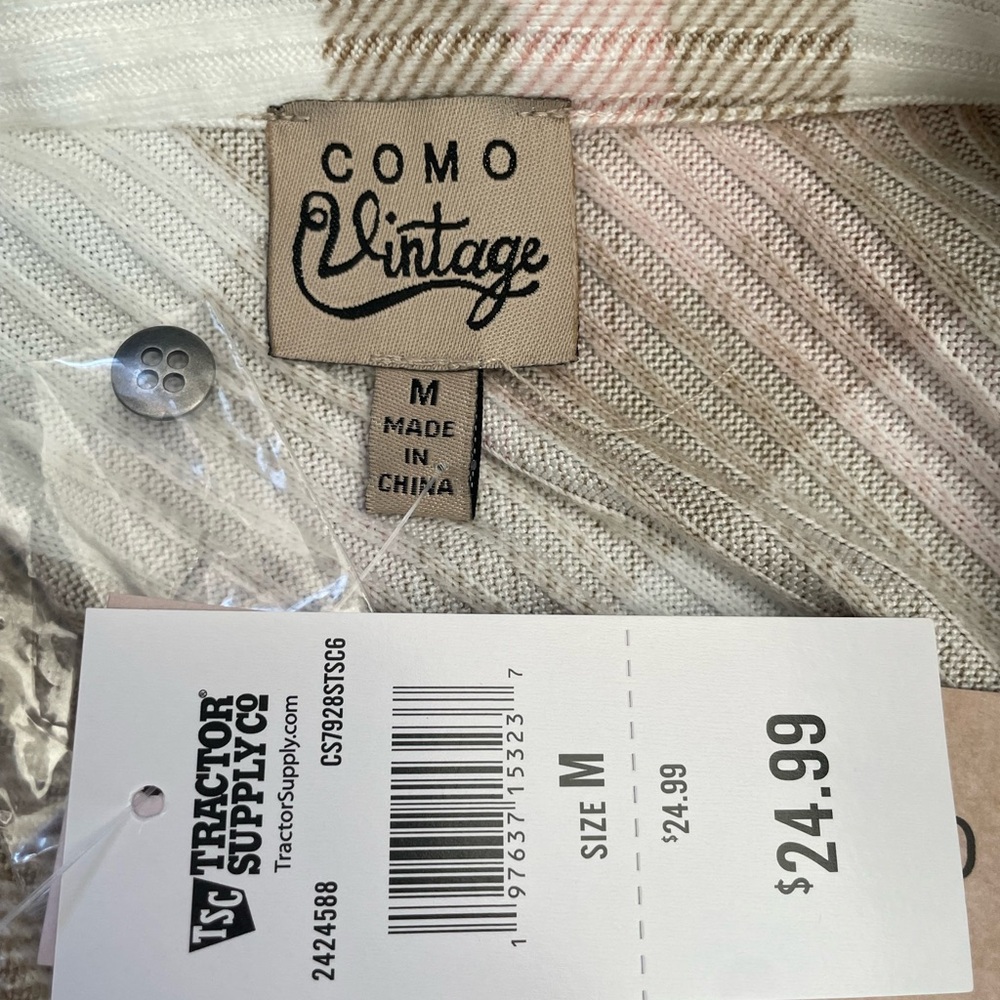Como Vintage Pink and Tan Plaid Button-Down Shirt - Picture 10 of 11